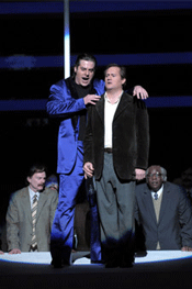 Paul Groves as Faust and John Relyea as M&eacute;phistoph&eacute;l&egrave;s [Photo by Dan Rest courtesy of Lyric Opera of Chicago]